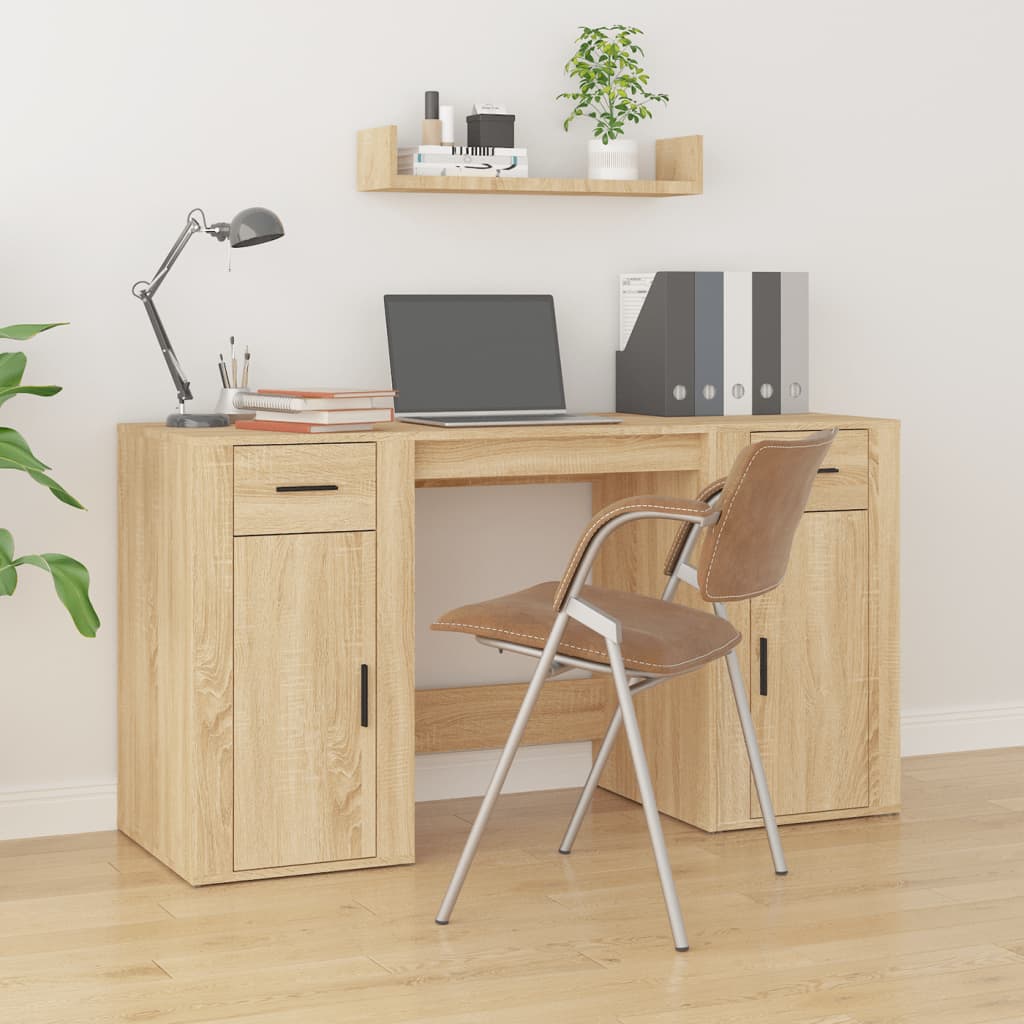 Desk with storage space Sonoma oak engineered wood