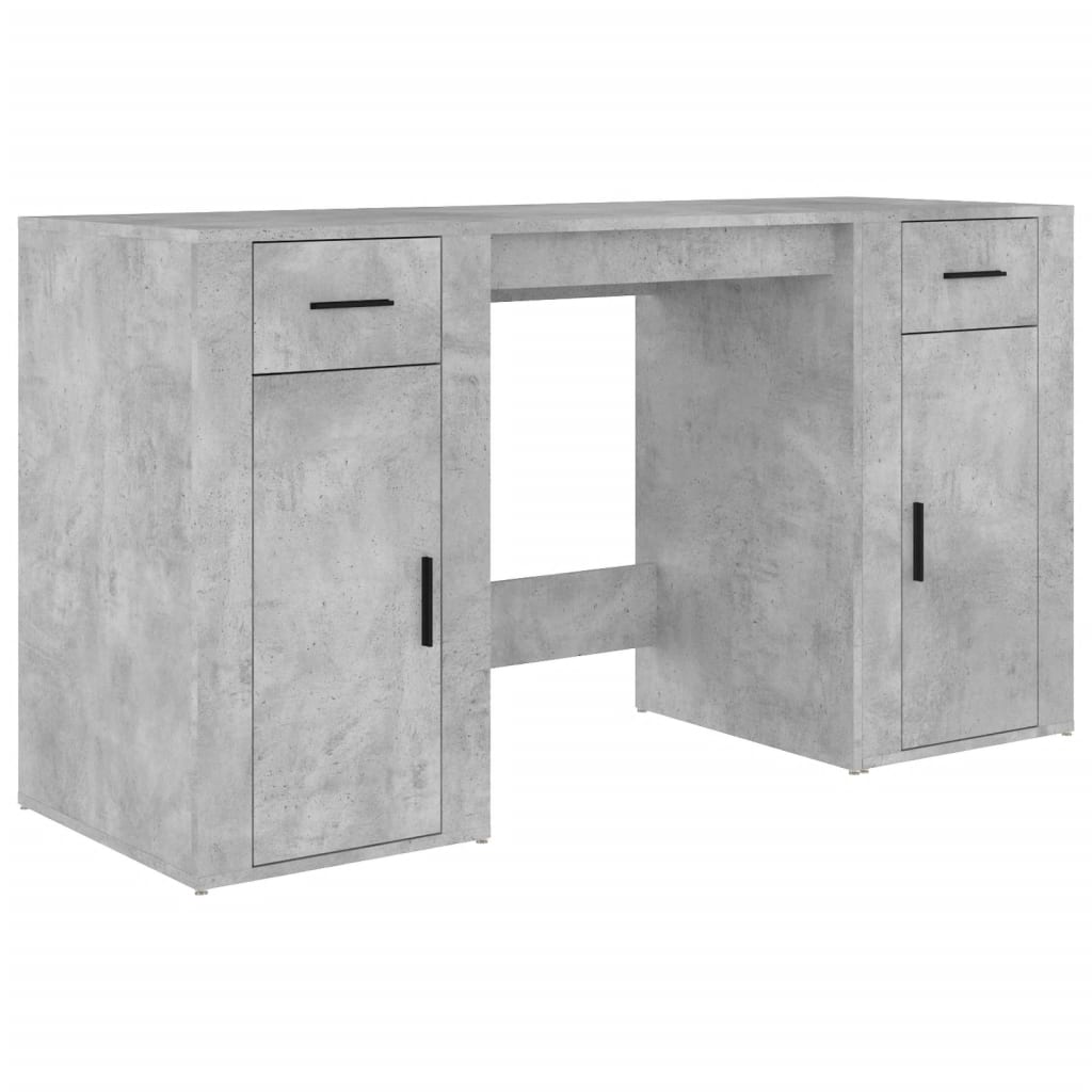 Desk with storage space concrete gray wood material