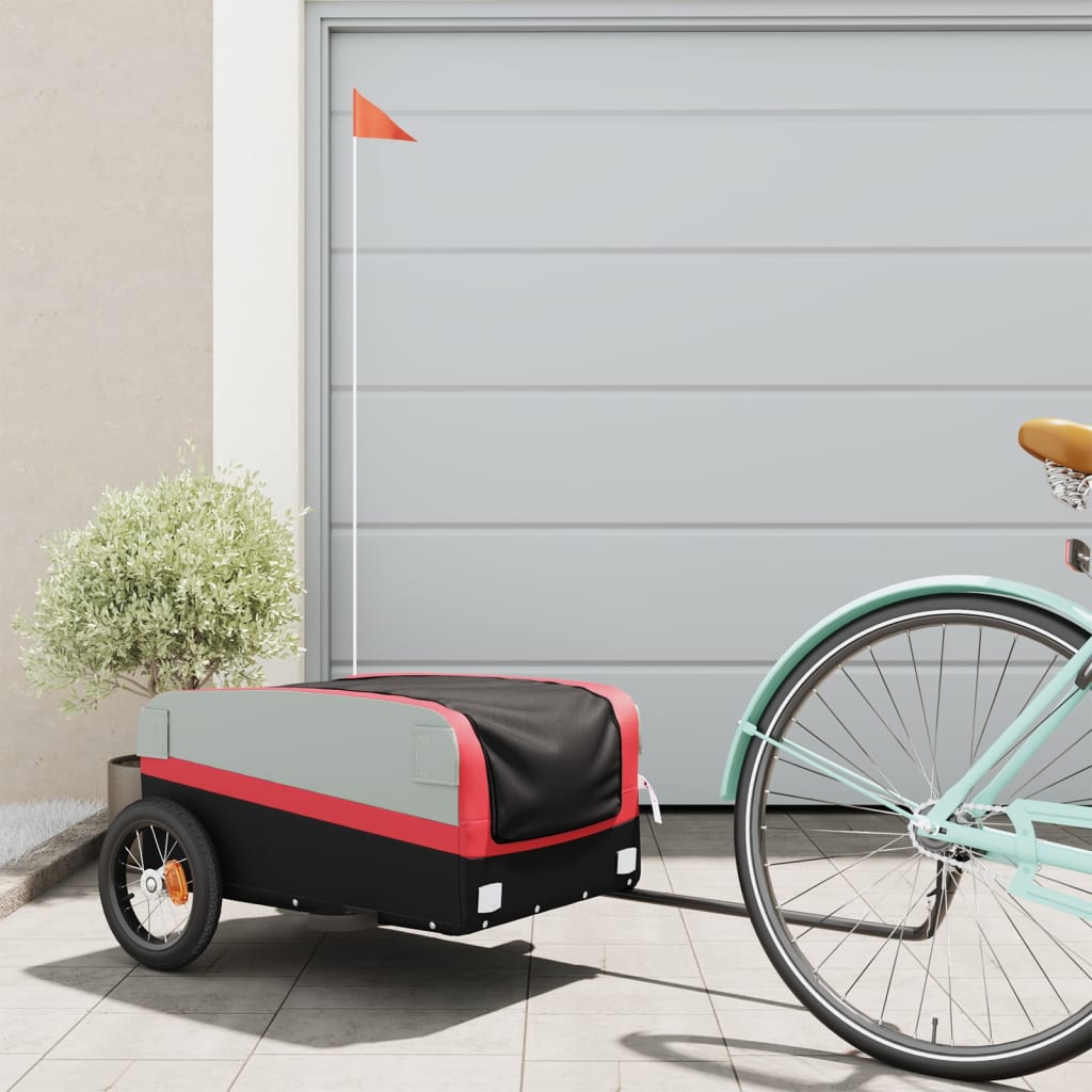Cargo trailer for bicycle black and red 30 kg iron