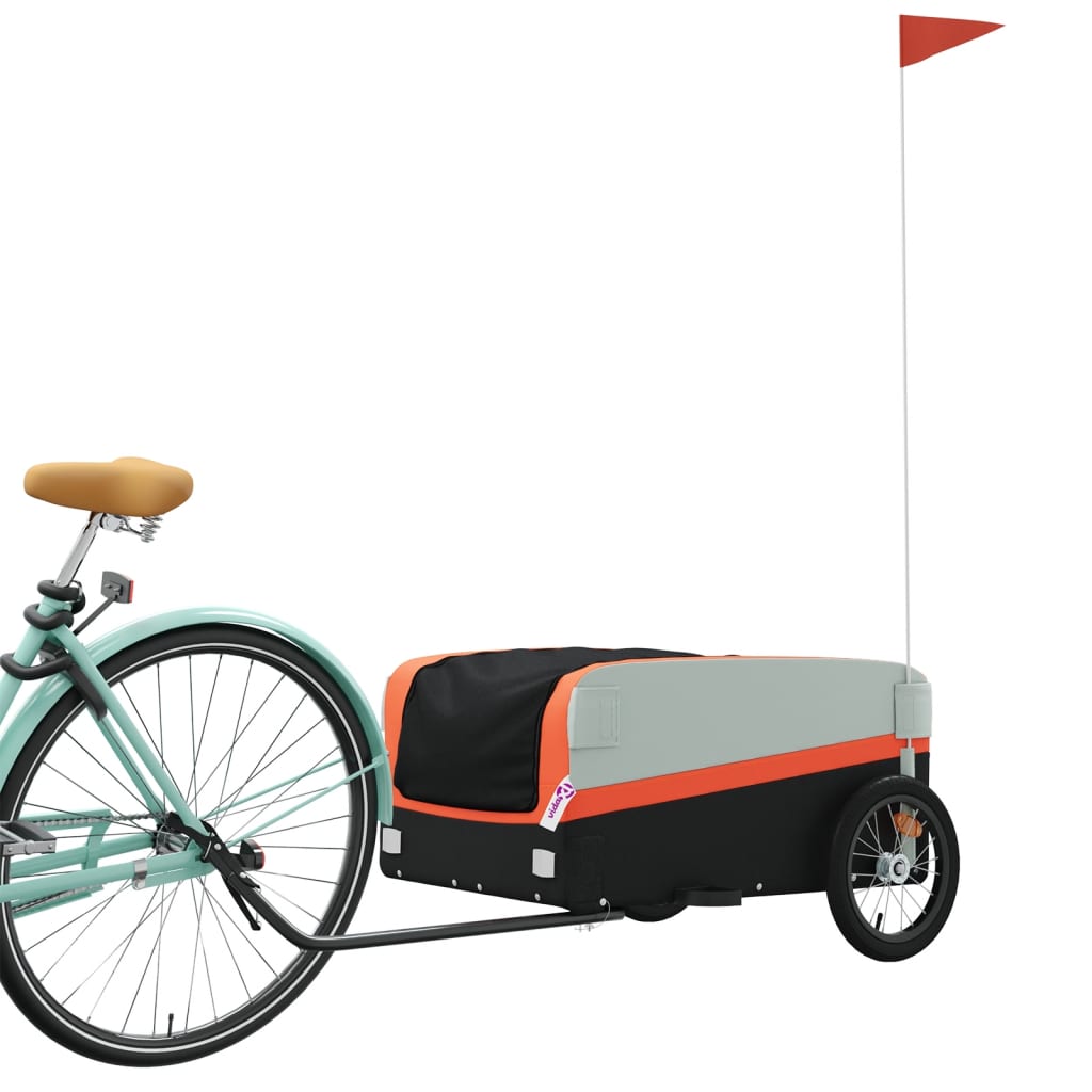Bicycle trailer black and orange 45 kg iron