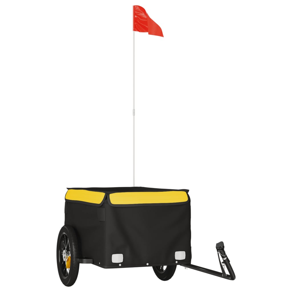 Cargo trailer for bicycle black and yellow 30 kg iron