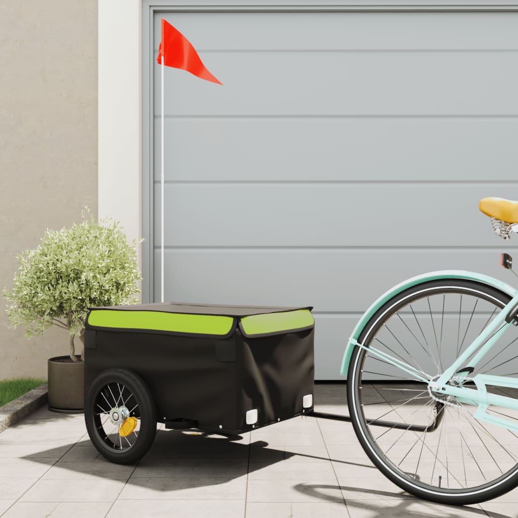 Cargo trailer for bicycle black and green 30 kg iron