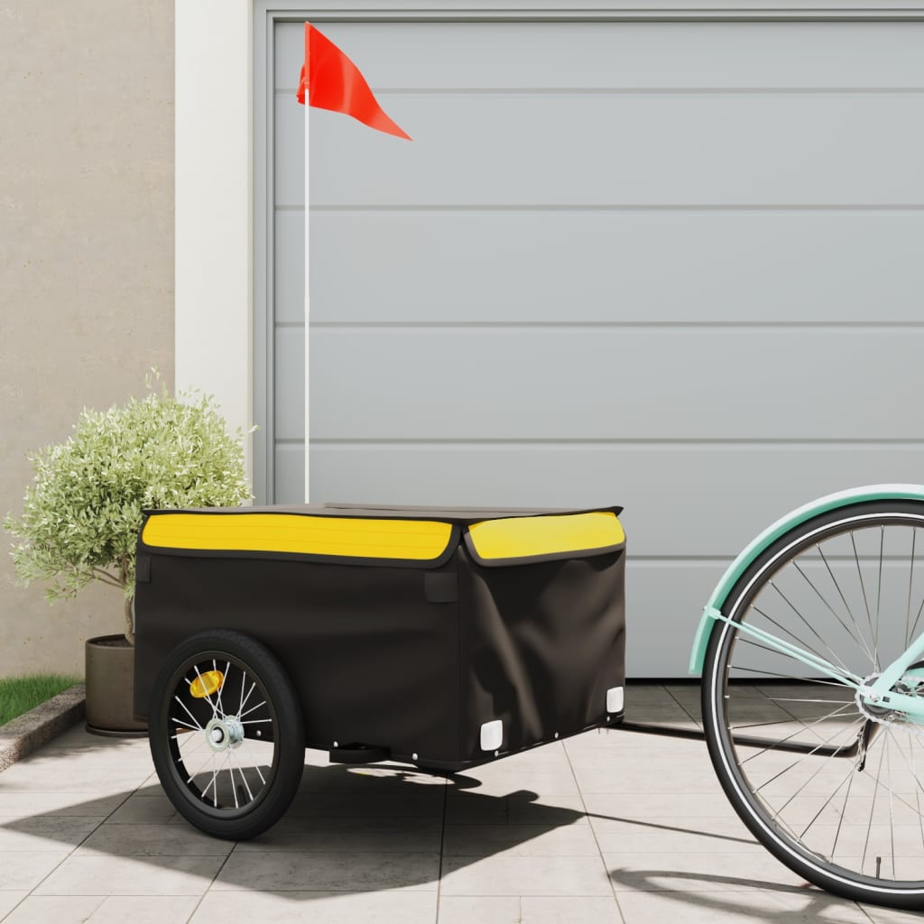 Cargo trailer for bicycle black and yellow 45 kg iron