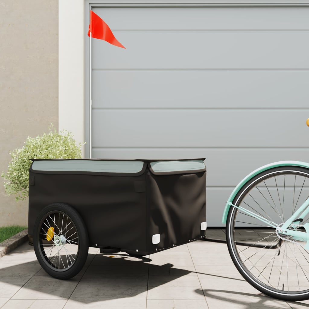 Cargo trailer for bicycle black and gray 45 kg iron