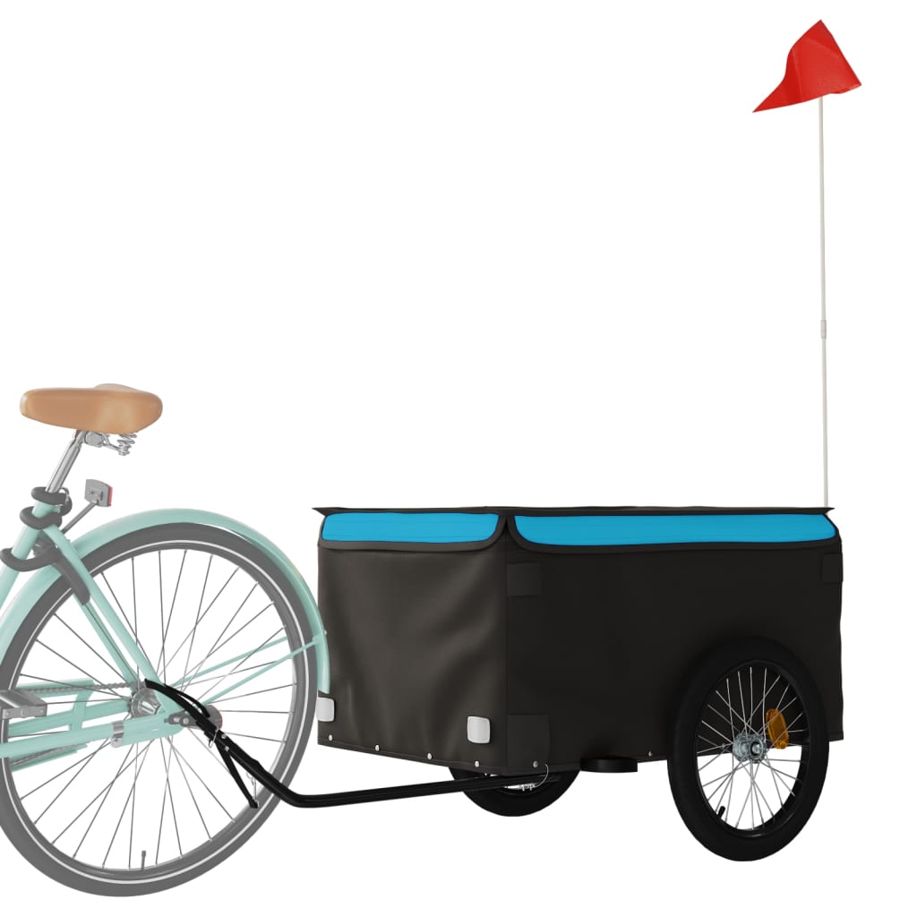 Lastenanhänger für Fahrrad Schwarz und Blau 45 kg Eisen