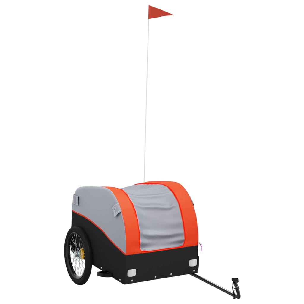 Cargo trailer for bicycle black and orange 45 kg iron