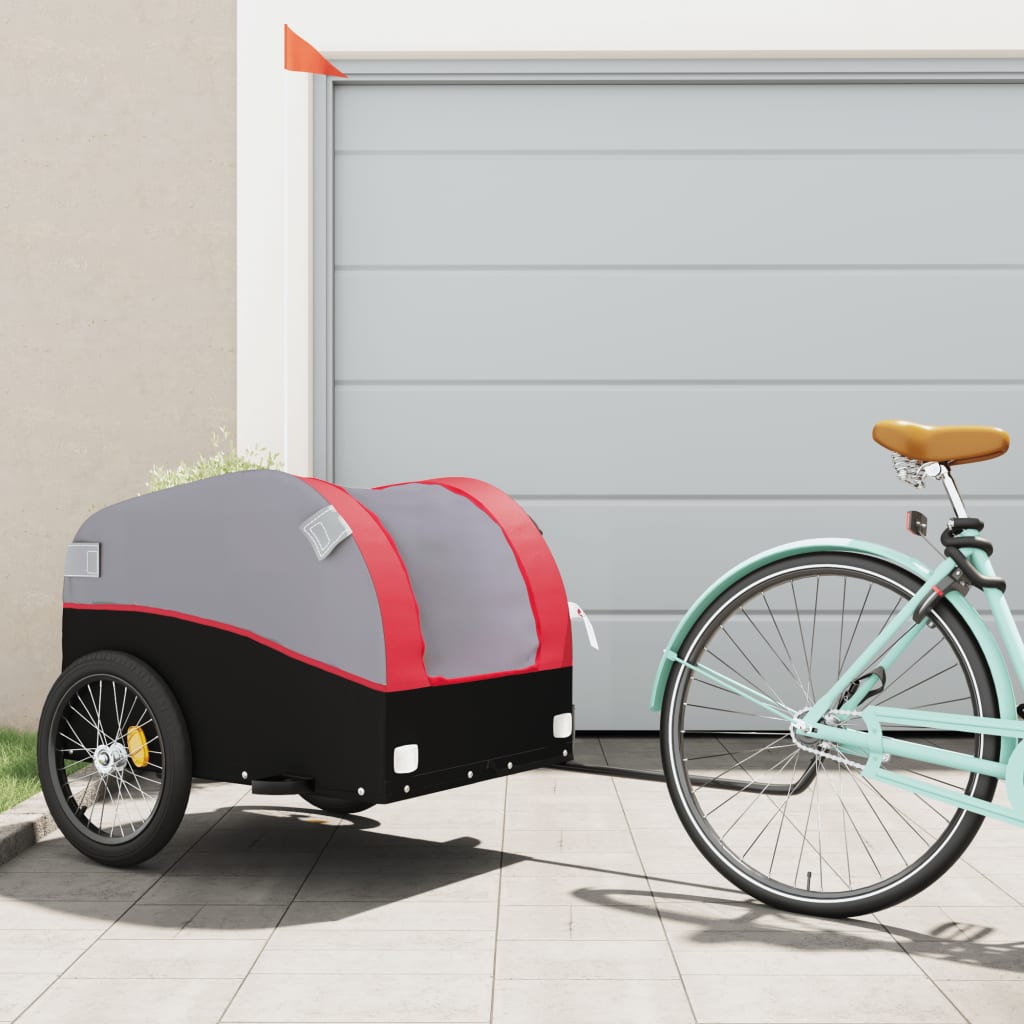 Cargo trailer for bicycle black and red 45 kg iron