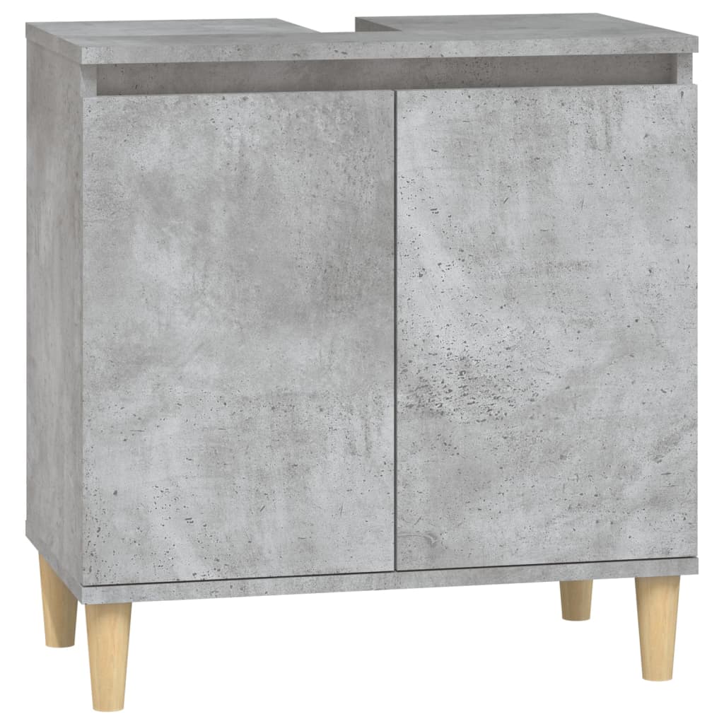 3 pcs. Bathroom furniture set concrete gray made of wood