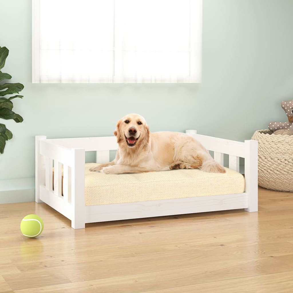Dog bed white 75.5x55.5x28 cm solid pine wood