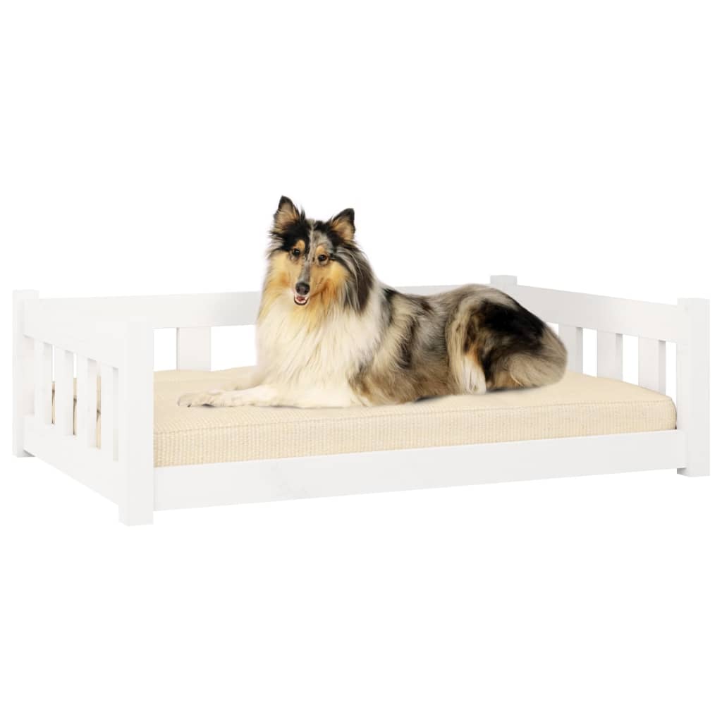 Dog bed white 95.5x65.5x28 cm solid pine wood