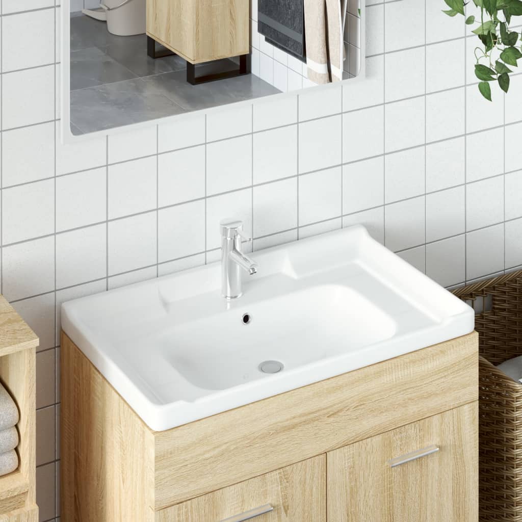 Wash basin white 81x48x23 cm rectangular ceramic