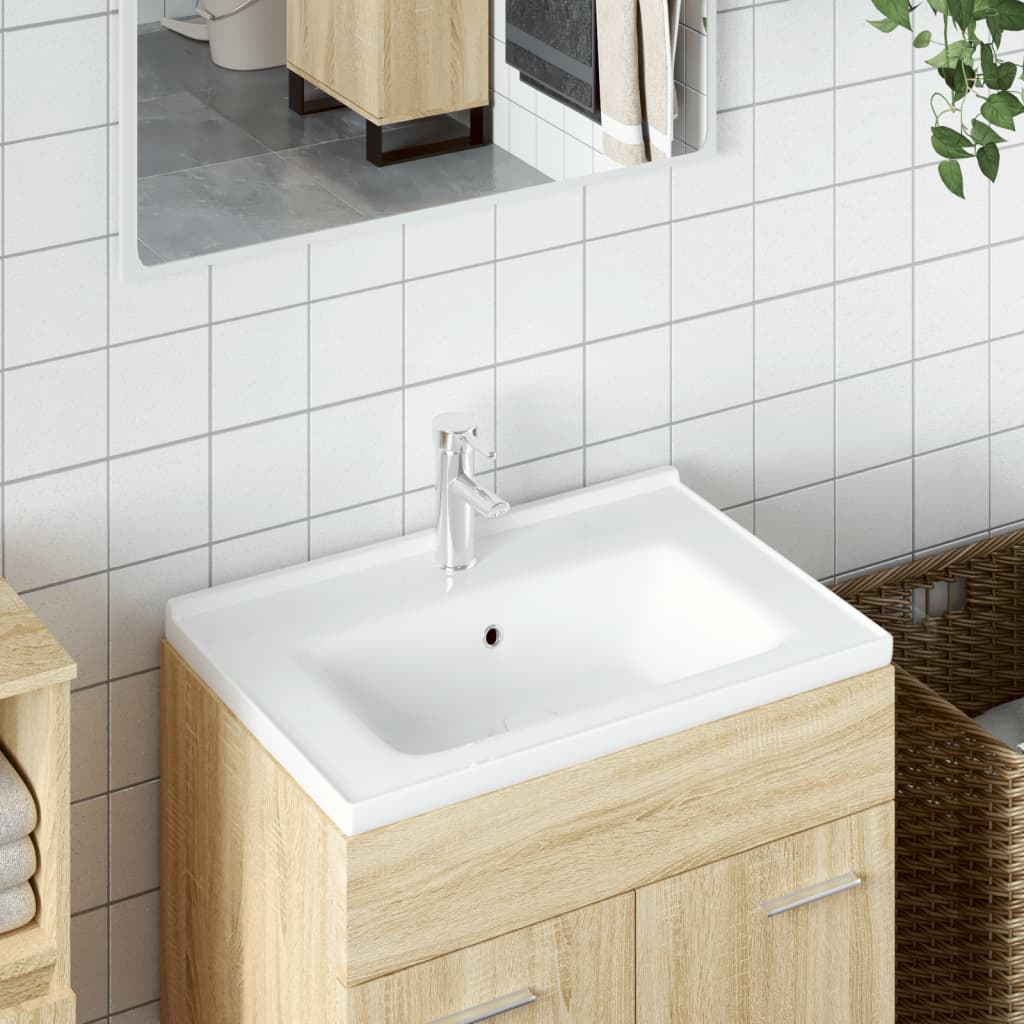 Wash basin white 71x48x19.5 cm rectangular ceramic