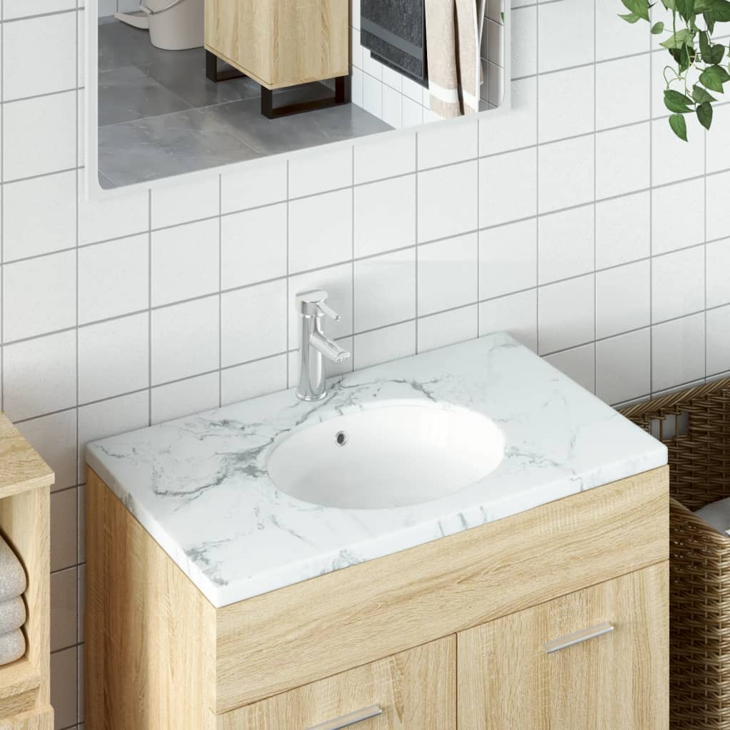 Wash basin white 38.5x33.5x19 cm oval ceramic