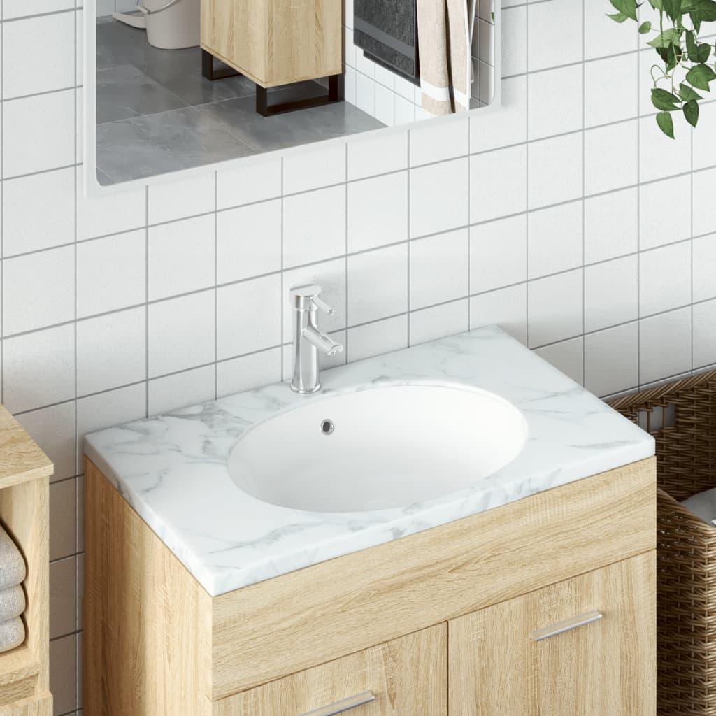Wash basin white 43x35x19 cm oval ceramic