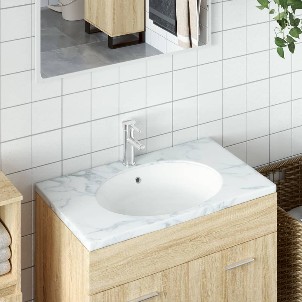 Wash basin white 49x40.5x21 cm oval ceramic