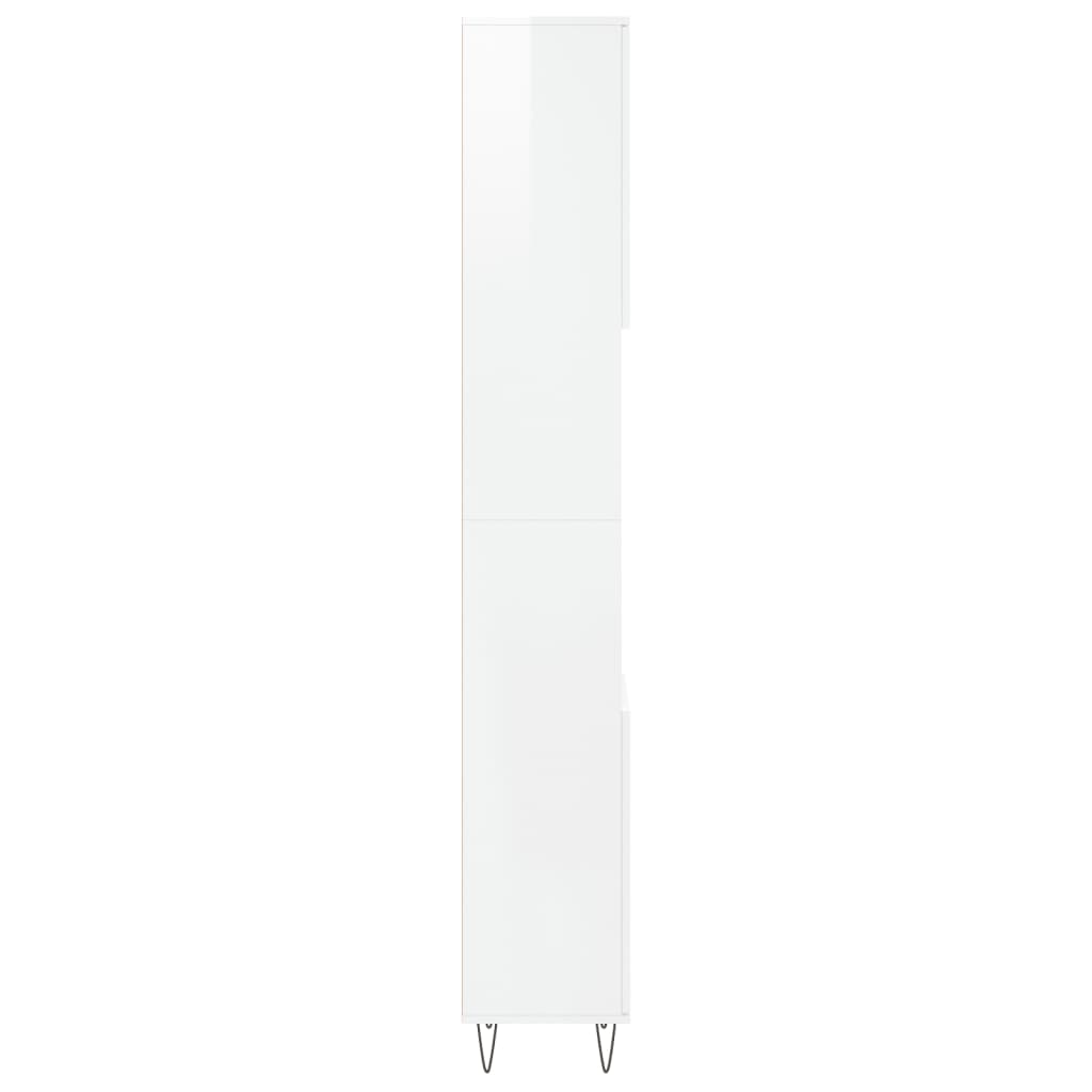 Badschrank Hochglanz-Weiß 30x30x190 cm Holzwerkstoff