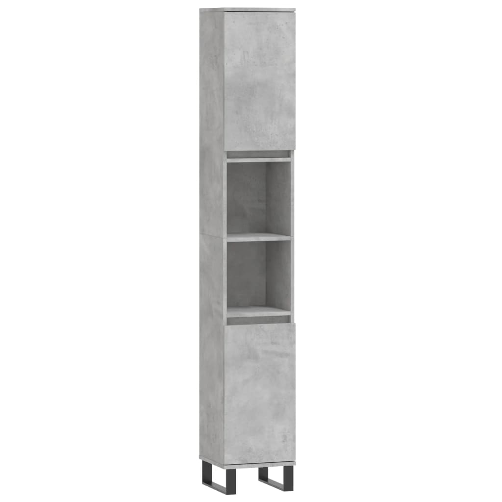 Bathroom cabinet concrete gray 30x30x190 cm made of wood