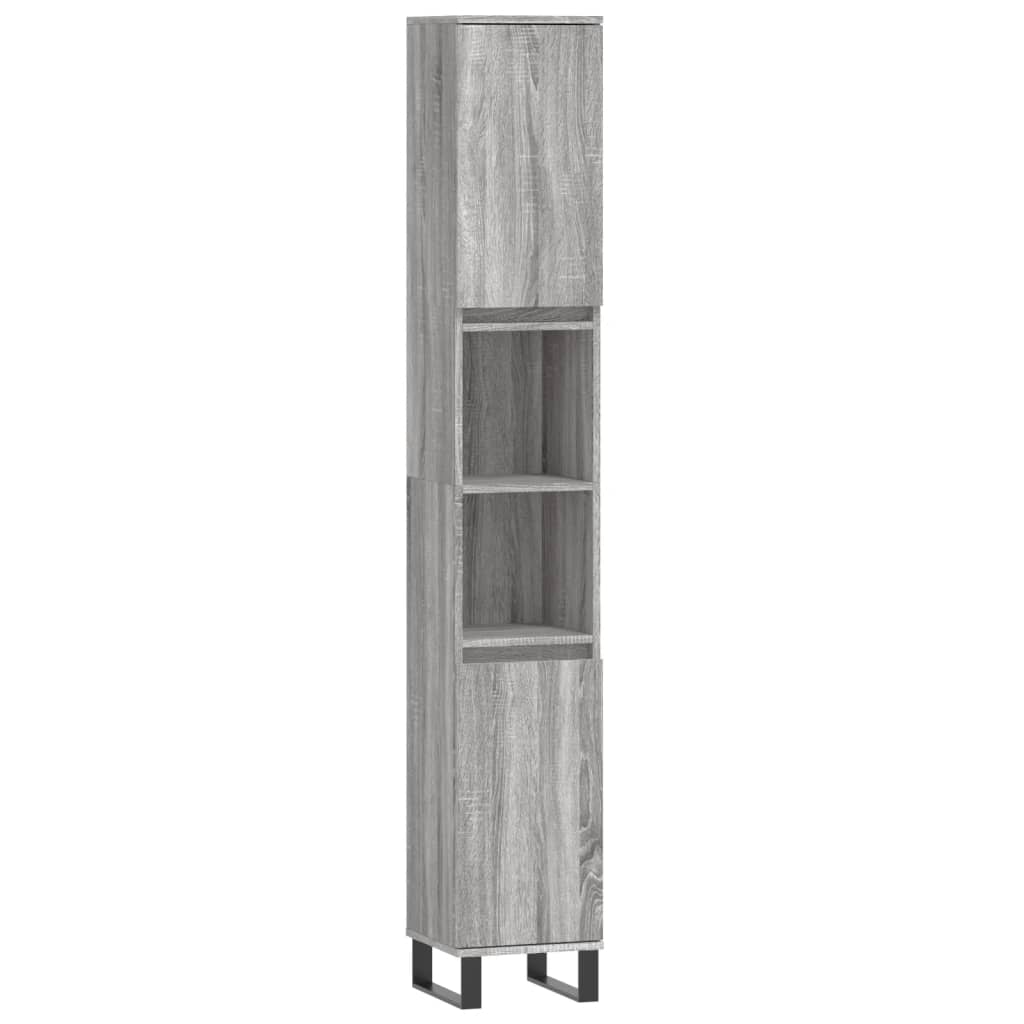 Bathroom cabinet gray Sonoma 30x30x190 cm made of wood