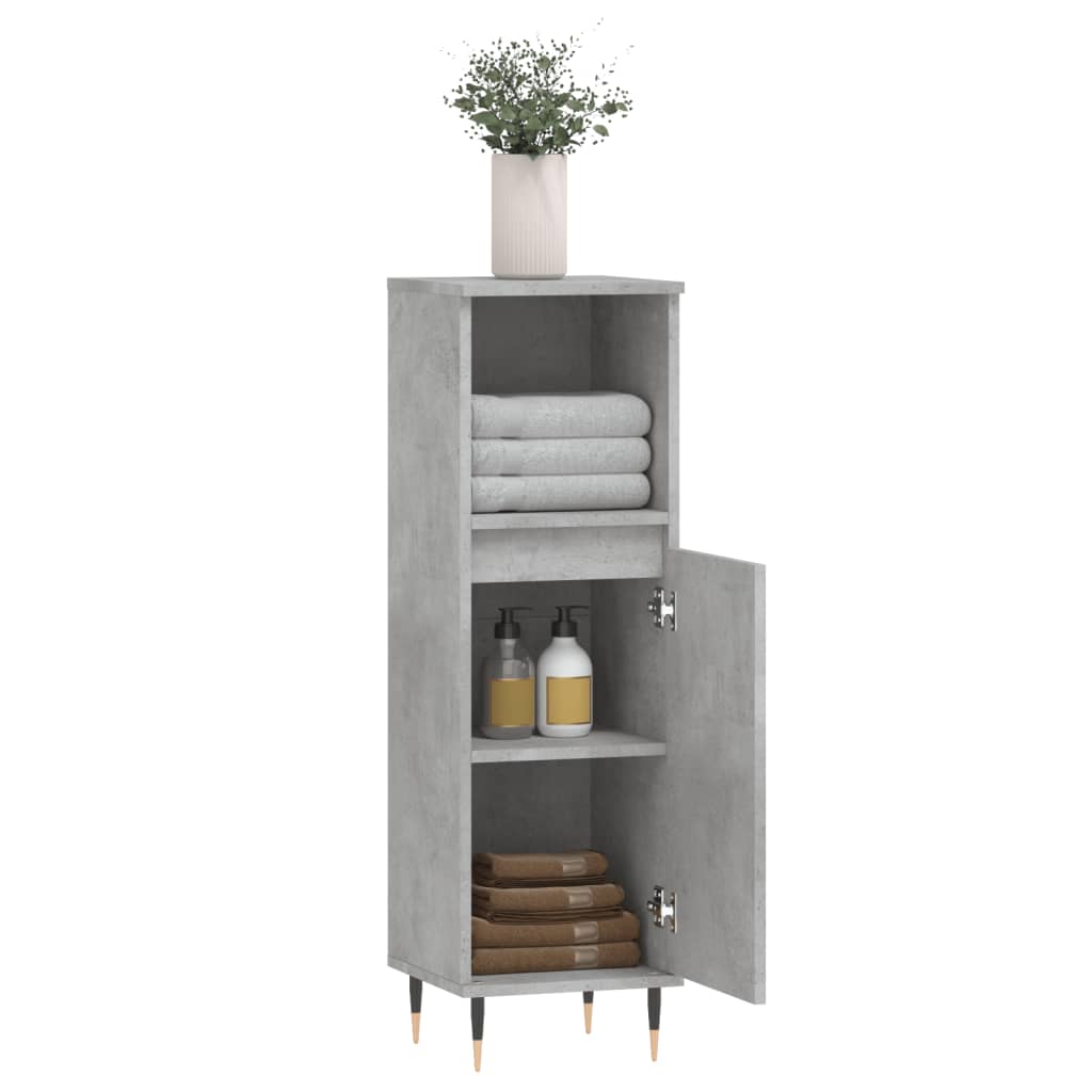 Bathroom cabinet concrete gray 30x30x100 cm made of wood