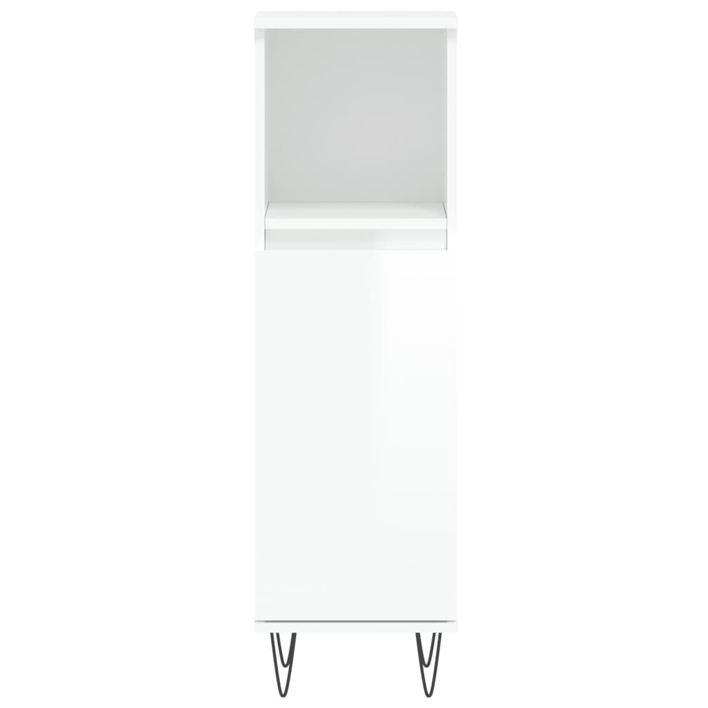 Badschrank Hochglanz-Weiß 30x30x100 cm Holzwerkstoff