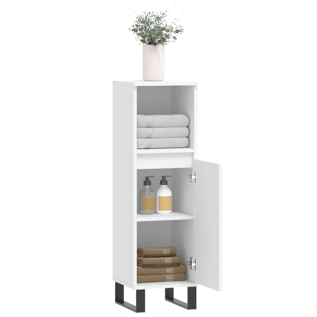 Bathroom cabinet white 30x30x100 cm made of wood