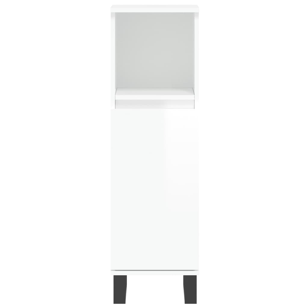 Bathroom cabinet high-gloss white 30x30x100 cm made of wood