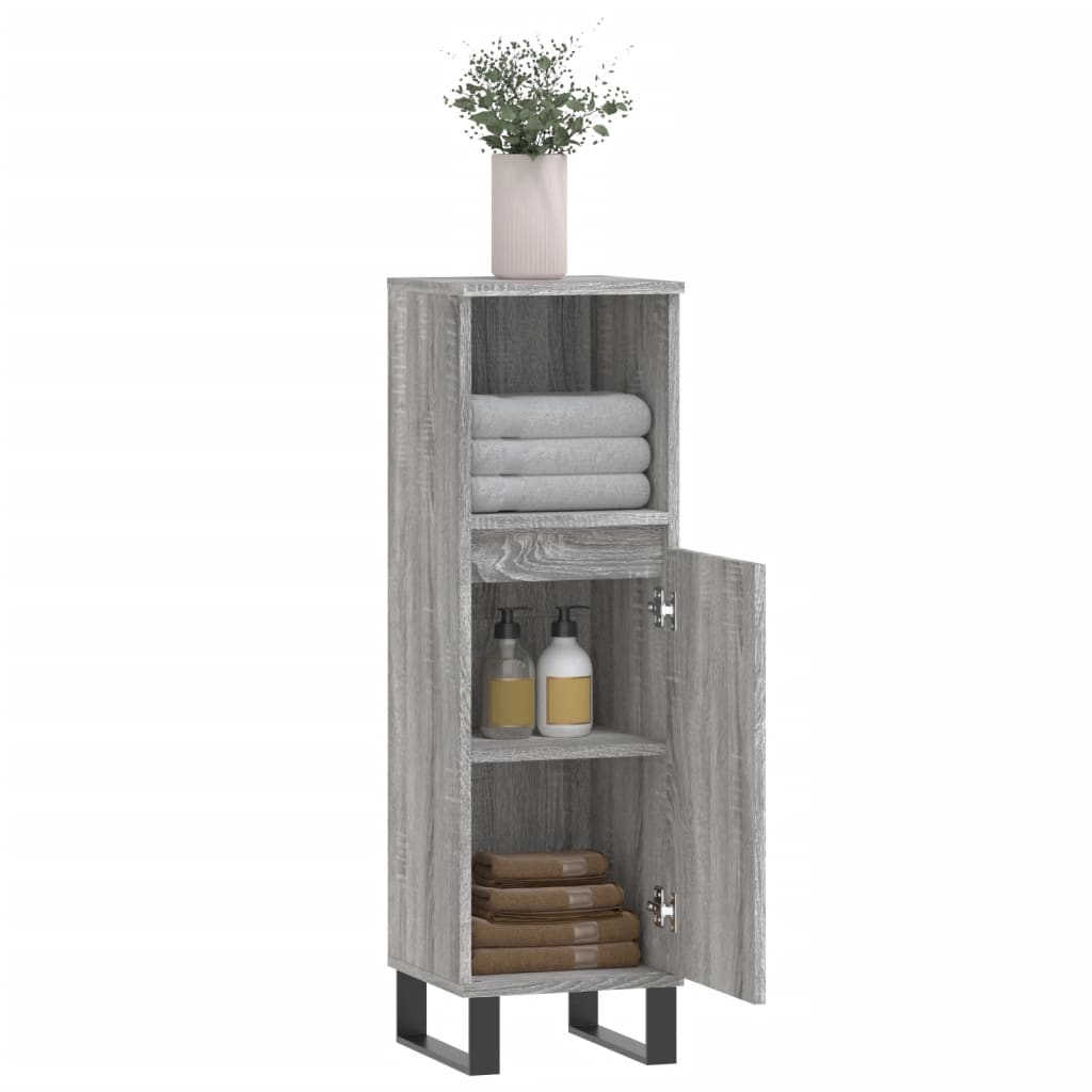 Bathroom cabinet gray Sonoma 30x30x100 cm made of wood