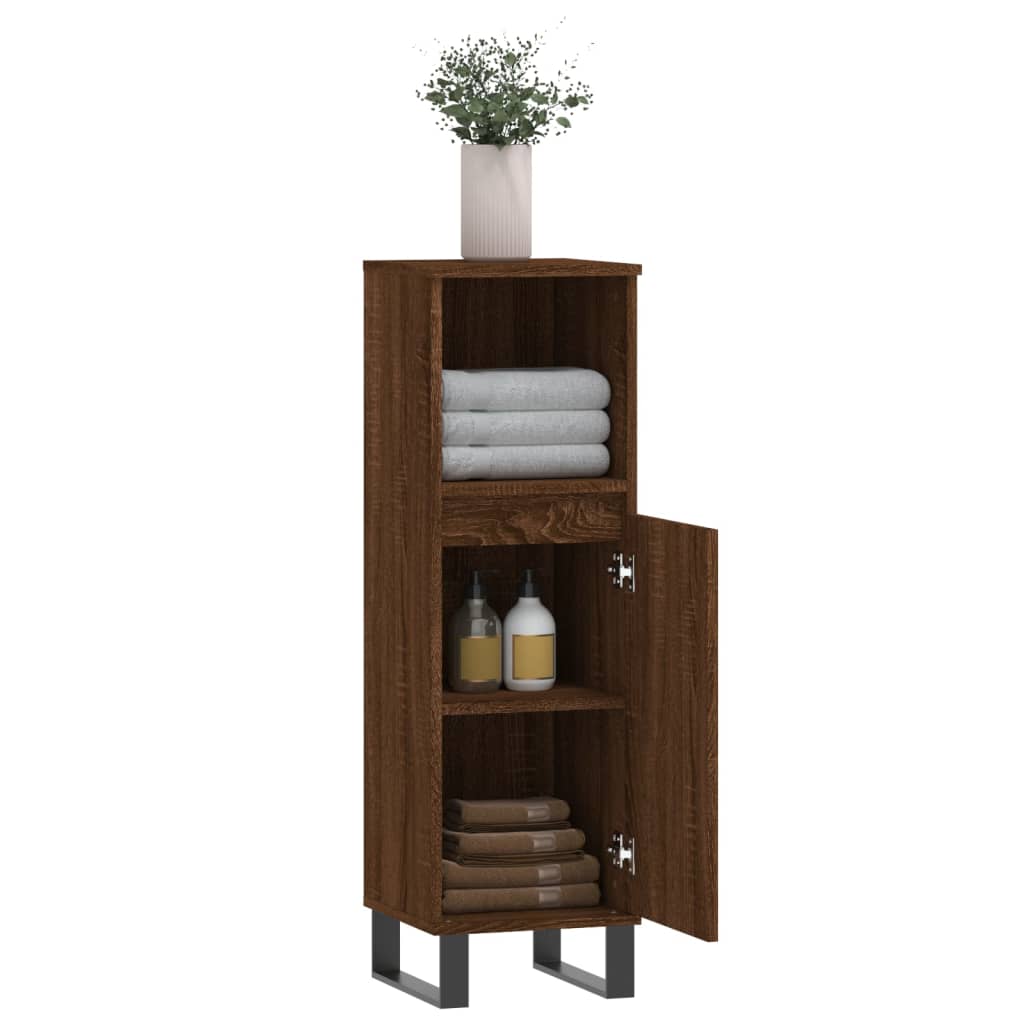 Bathroom cabinet brown oak look 30x30x100 cm made of wood