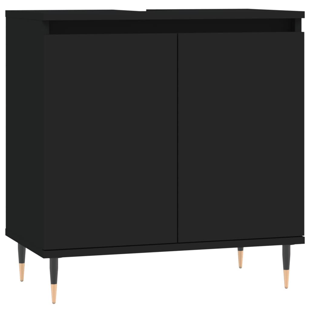 Badschrank Schwarz 58x33x60 cm Holzwerkstoff