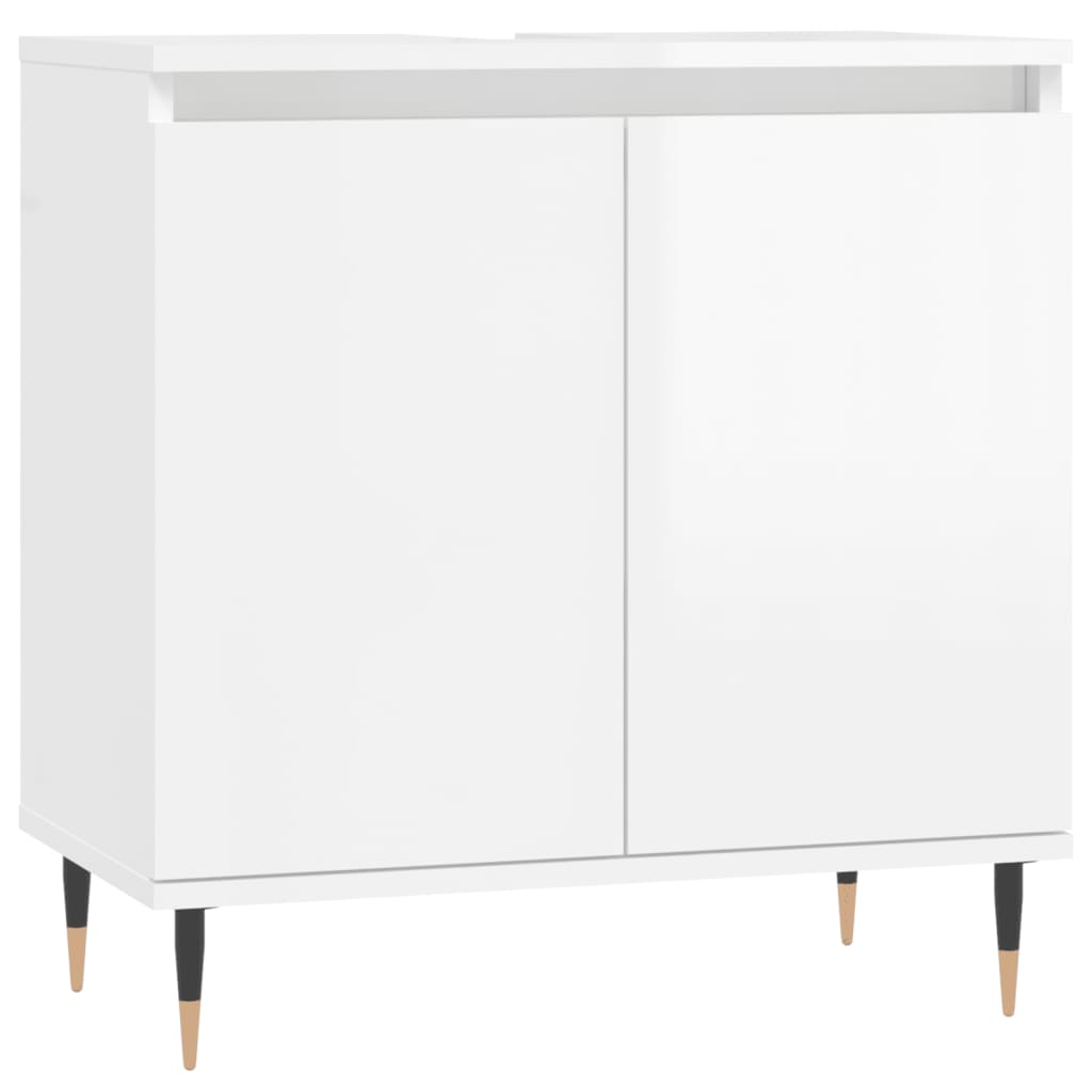 Bathroom cabinet high-gloss white 58x33x60 cm made of wood
