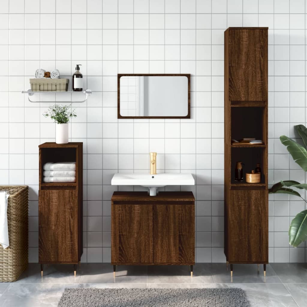 Bathroom cabinet brown oak look 58x33x60 cm made of wood