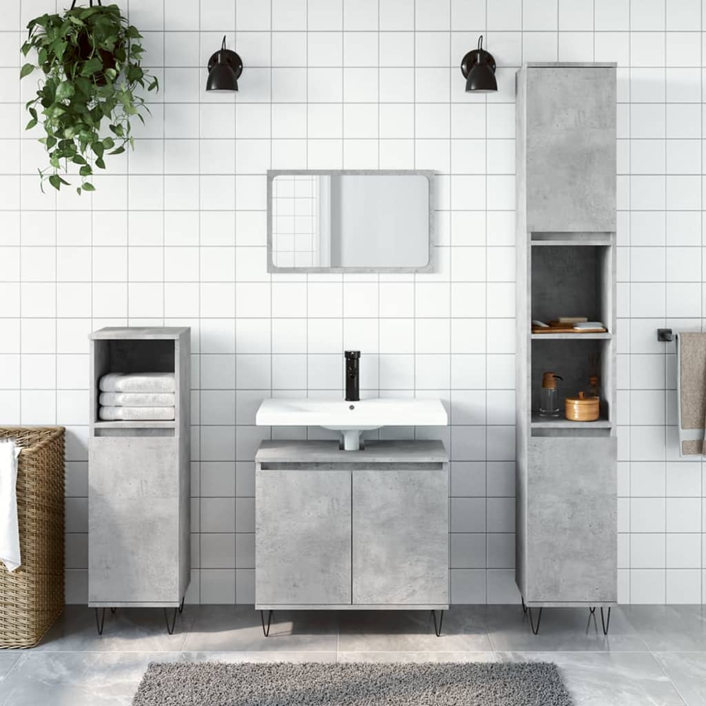 Bathroom cabinet concrete gray 58 x 33 x 60 cm made of wood