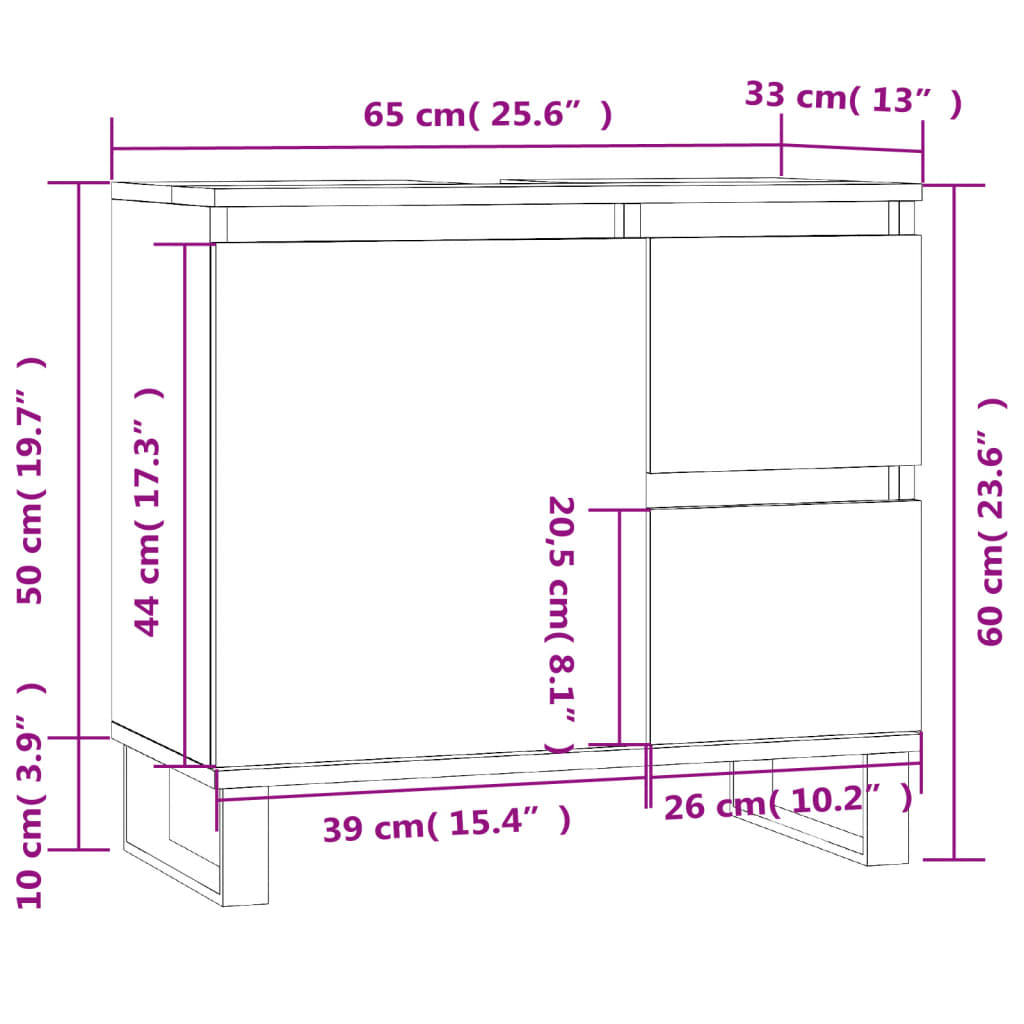 Badschrank Weiß 65x33x60 cm Holzwerkstoff