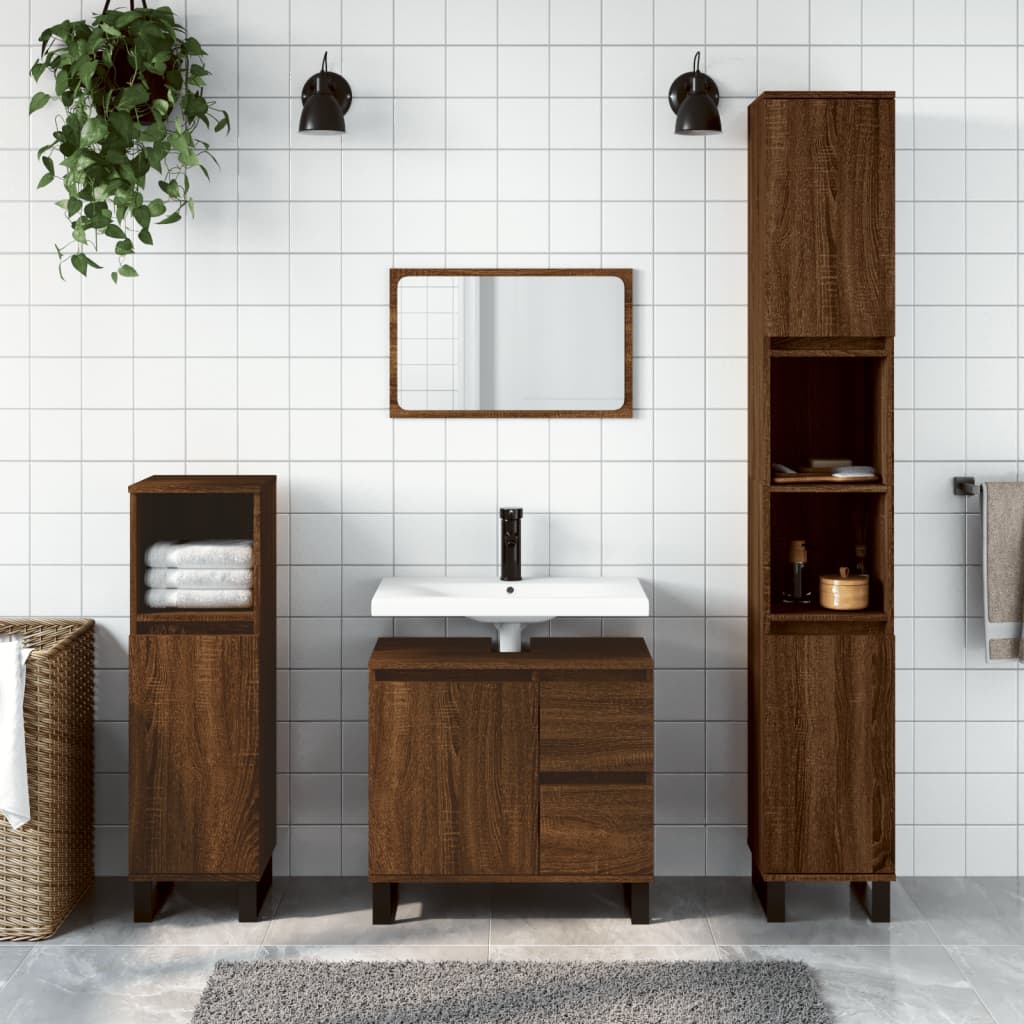 Bathroom cabinet brown oak look 65x33x60 cm made of wood
