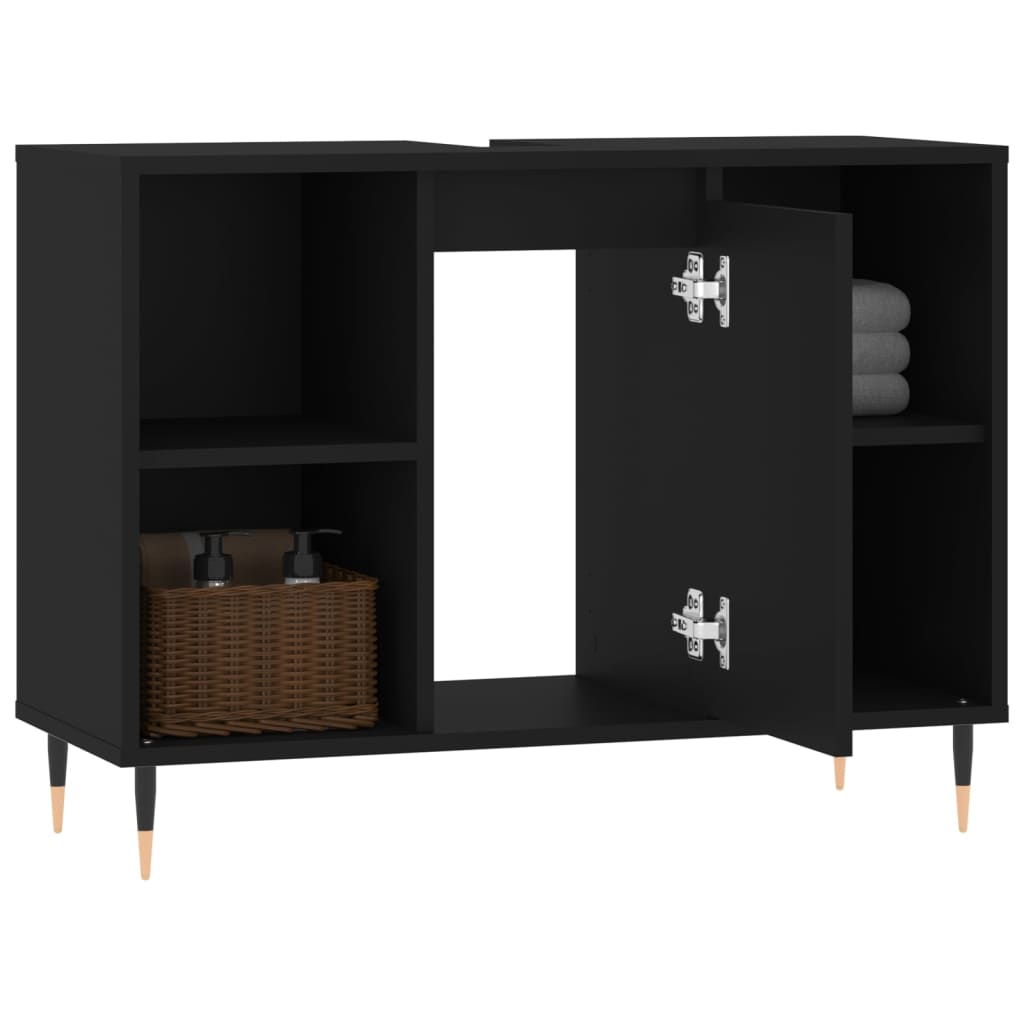 Bathroom cabinet black 80x33x60 cm made of wood