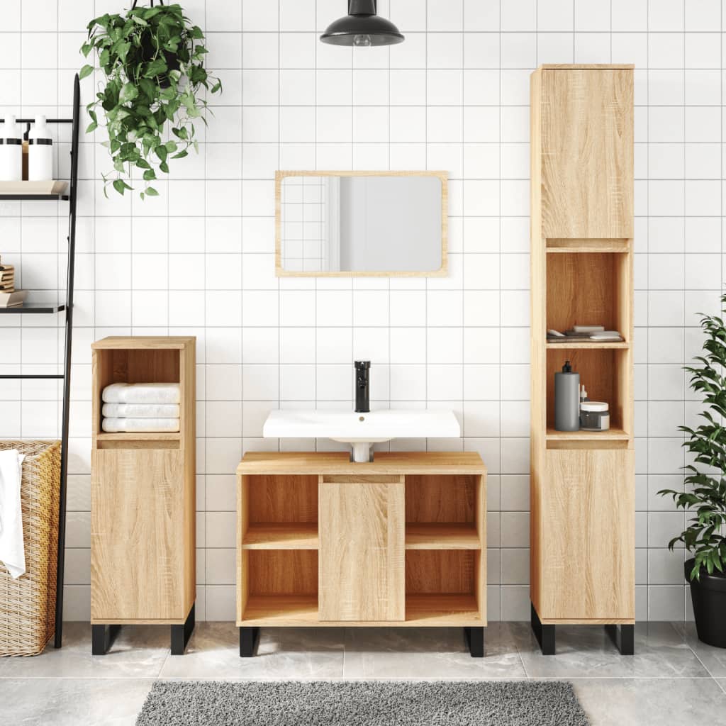 Bathroom cabinet Sonoma oak 80x33x60 cm wood material