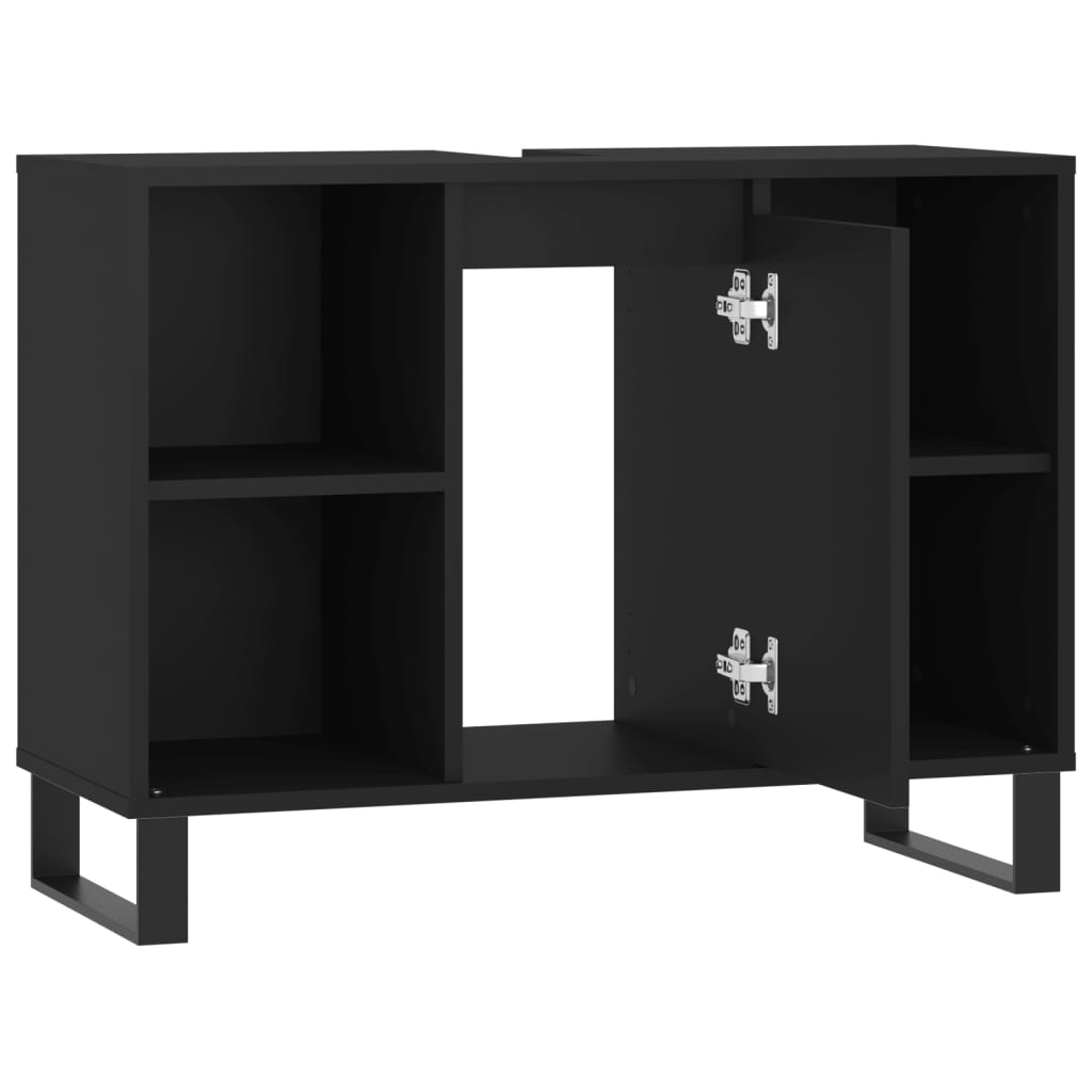 Bathroom cabinet black 80x33x60 cm made of wood