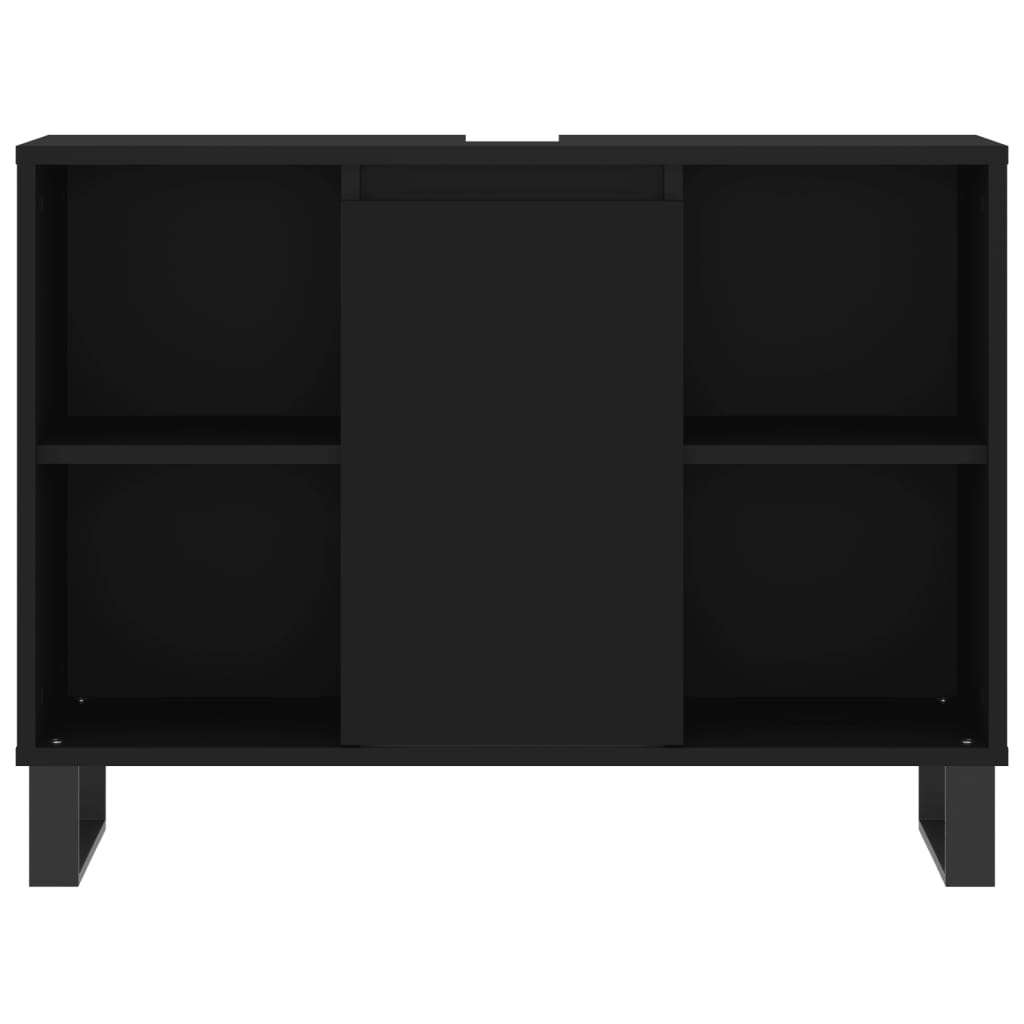 Bathroom cabinet black 80x33x60 cm made of wood