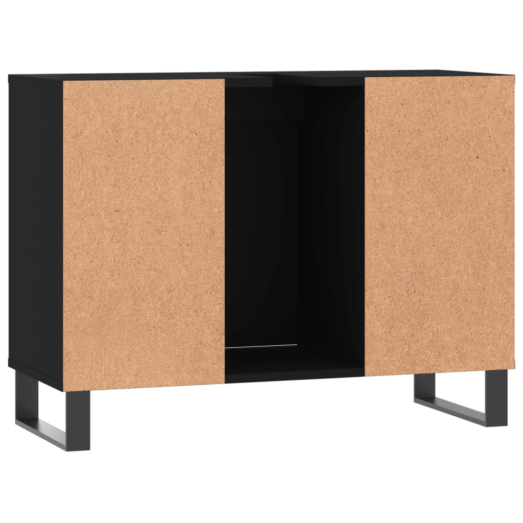 Bathroom cabinet black 80x33x60 cm made of wood