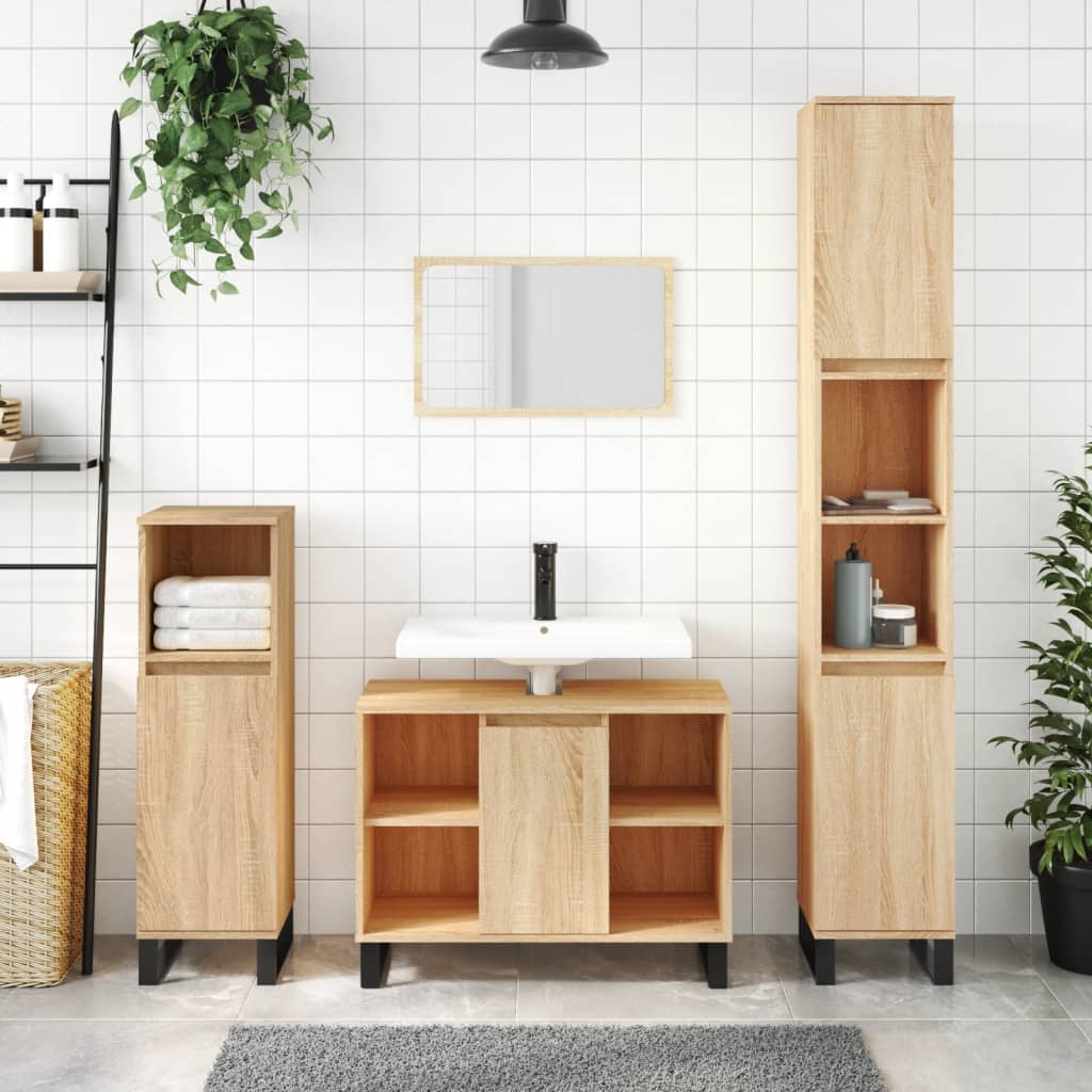 Bathroom cabinet Sonoma oak 80x33x60 cm wood material