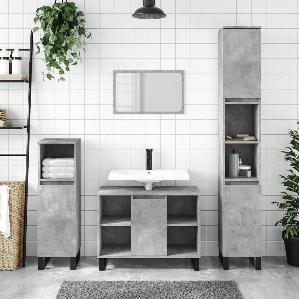 Bathroom cabinet concrete gray 80x33x60 cm made of wood