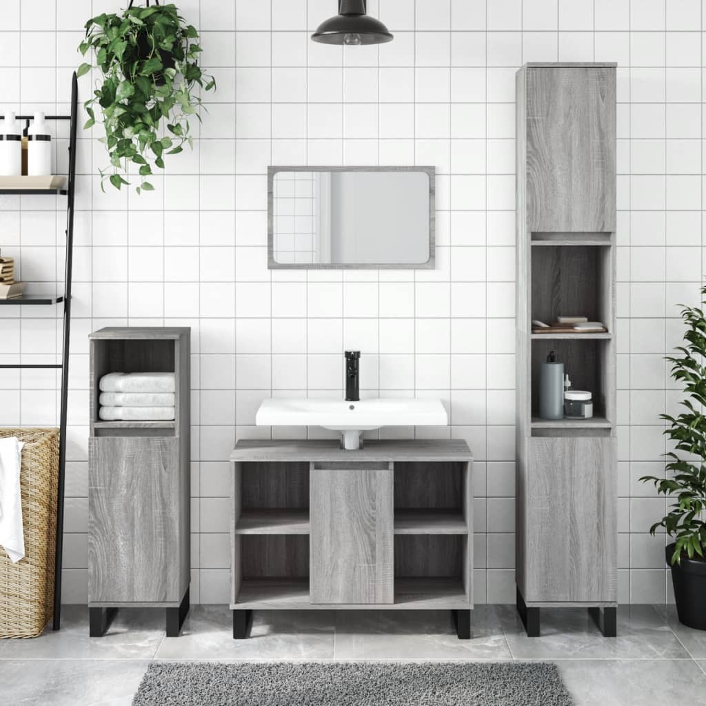 Gray Sonoma bathroom cabinet 80x33x60 cm made of wood