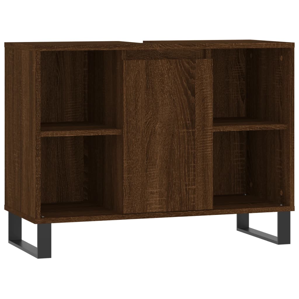 Badschrank Braun Eichen-Optik 80x33x60 cm Holzwerkstoff