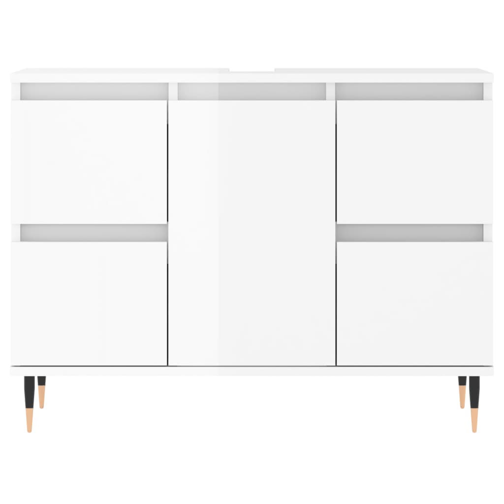 Bathroom cabinet high-gloss white 80x33x60 cm made of wood