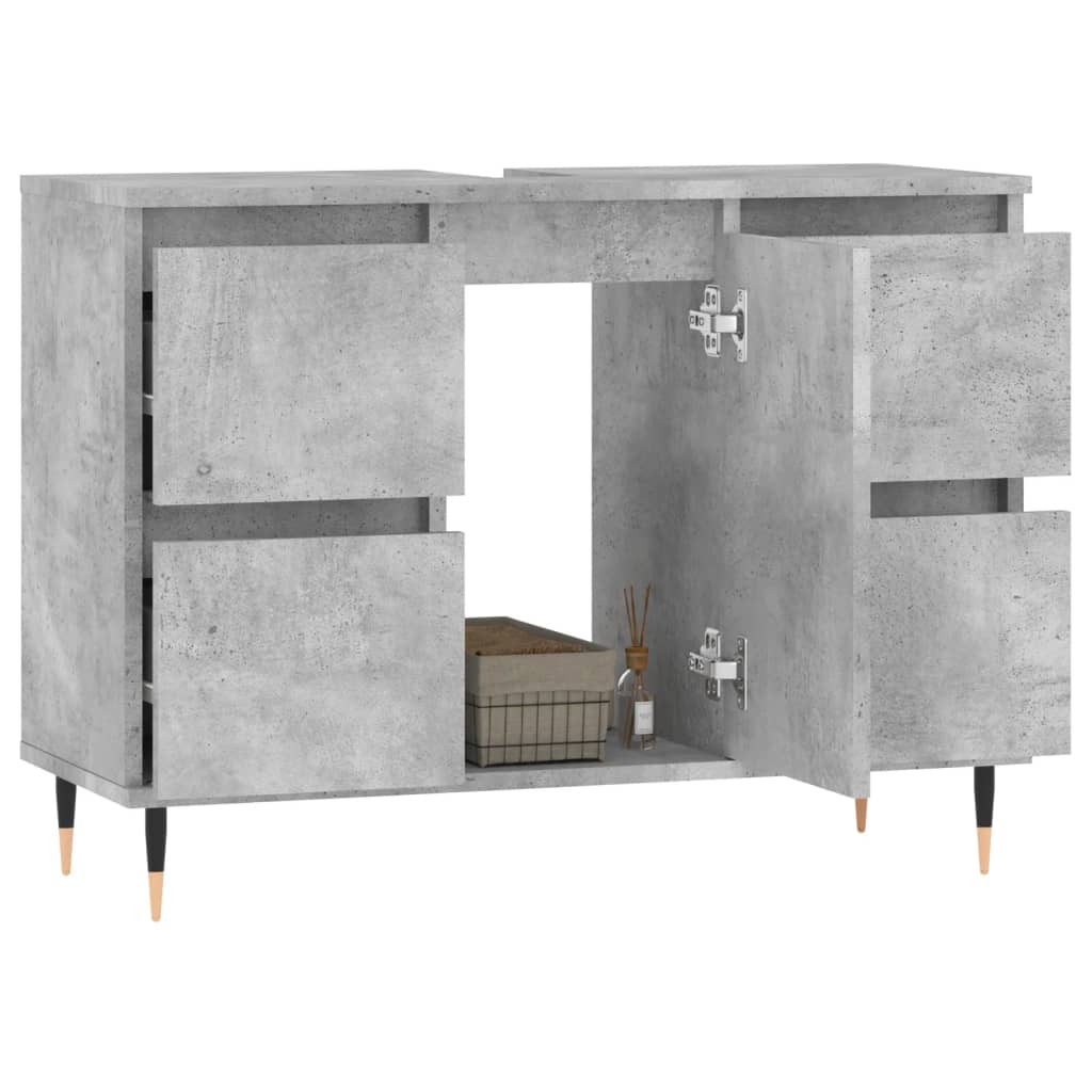 Bathroom cabinet concrete gray 80x33x60 cm made of wood
