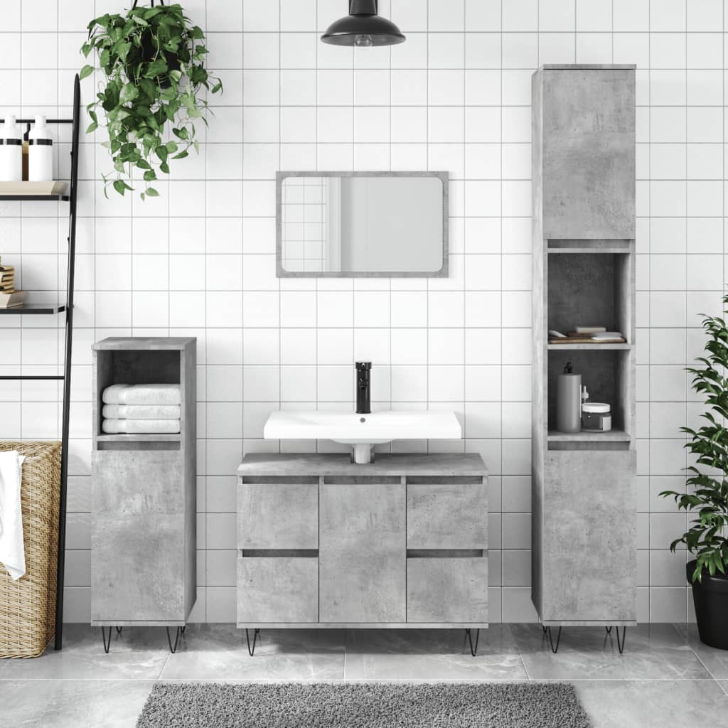 Bathroom cabinet concrete gray 80x33x60 cm made of wood