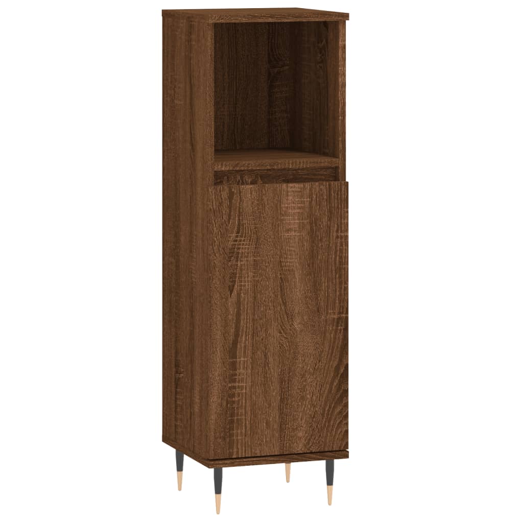 3 pcs. Bathroom furniture set brown oak look wood material