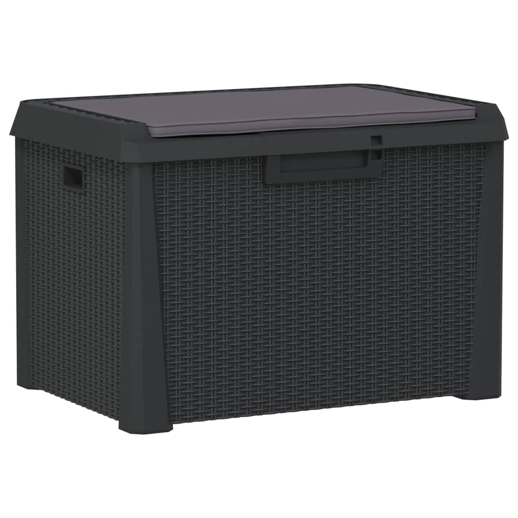 Garden chest with seat cushion anthracite 125 L PP