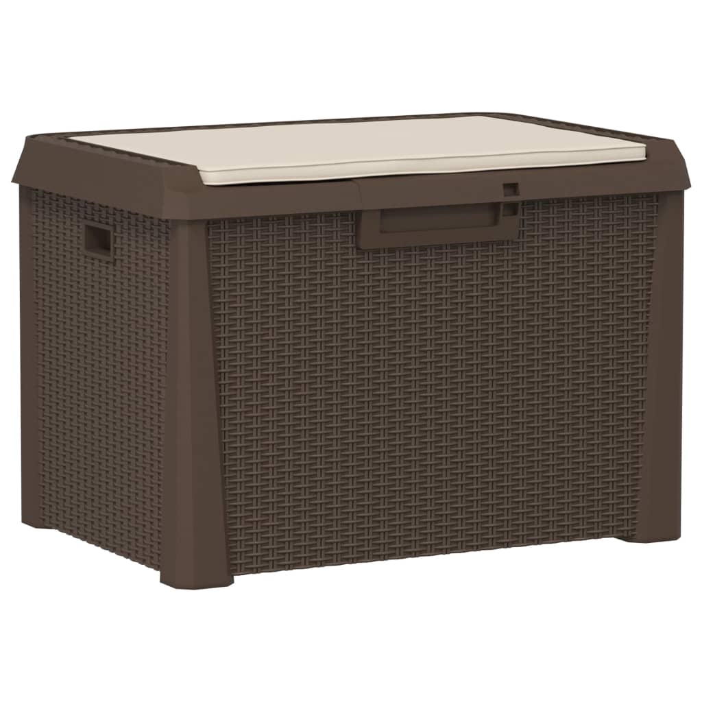 Garden chest with seat cushion brown 125 L PP