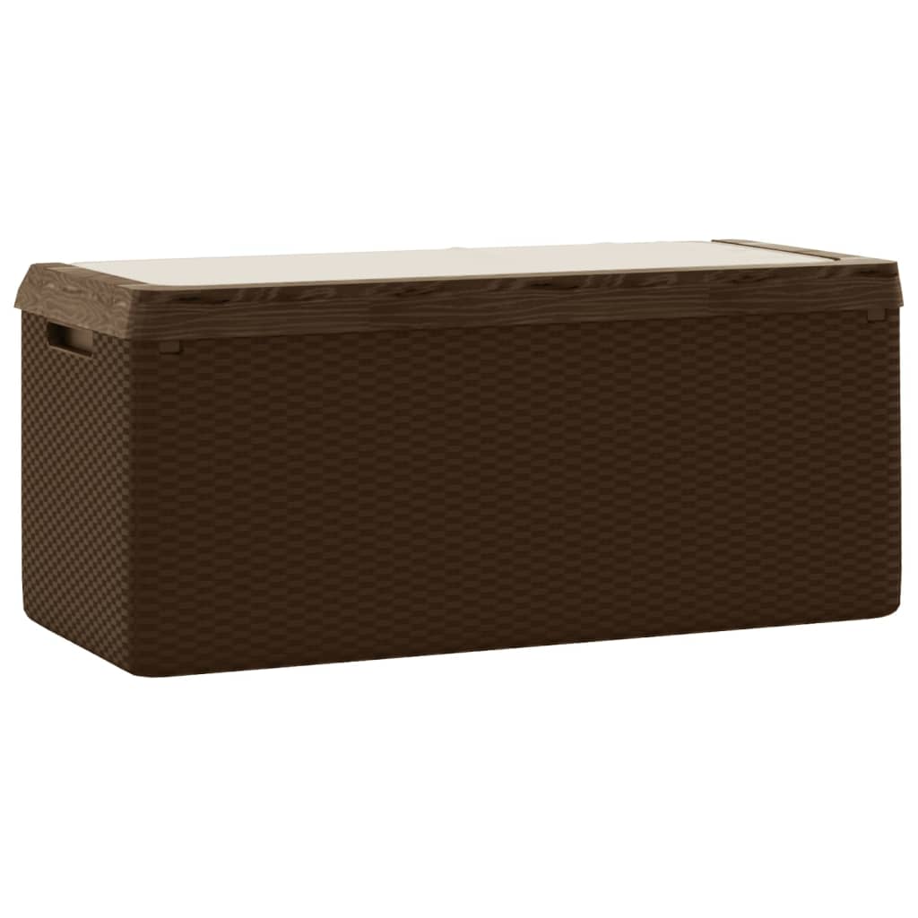 Garden chest with seat cushion brown 350 L PP